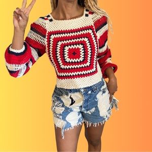 Hard to find ULLA JOHNSON  Beso crochet top. Long sleeve, light weight